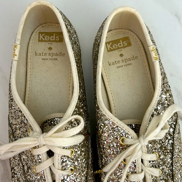 Kate Spade Keds Glitter Lace Up Sneaker Size 8.5 - Picture 2 of 4